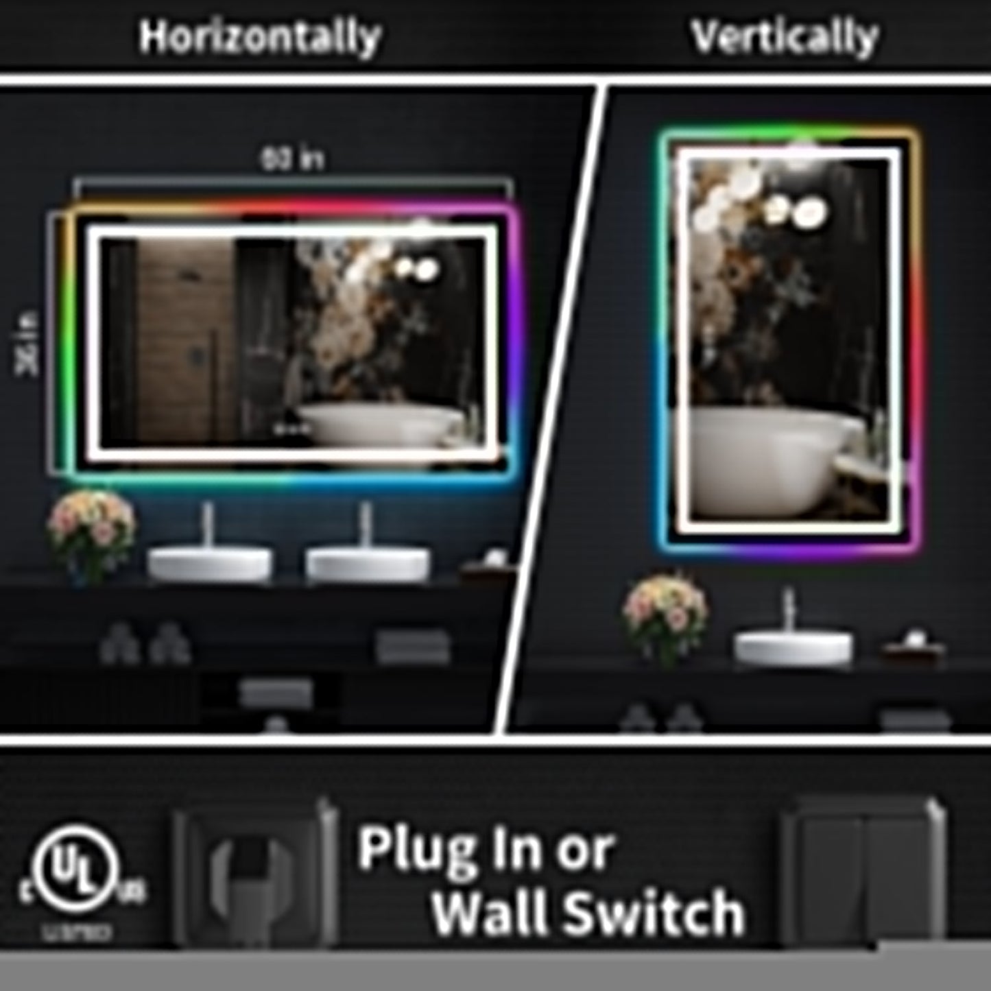 Anti-Fog RGB Backlit & LED Frontlit Bathroom Mirror