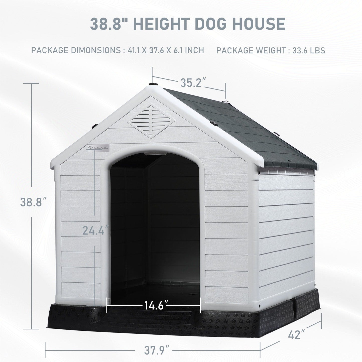 BOSSIN Plastic Dog House for Small to Large Sized Dogs, Indoor Outdoor Insulated Doghouse Puppy Shelter with Elevated Floor