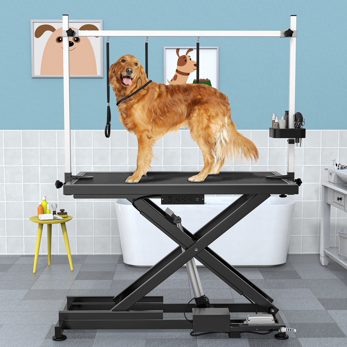 Professional Electric Dog Grooming Table for Large Dogs Heavy Duty Pet Grooming Table w/Aluminum Dog Grooming Arm - 50''W