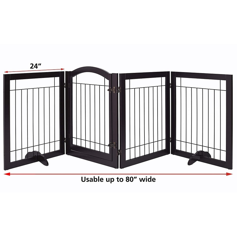 SPIRICH 96 inch Extra Wide 30 inches Tall Dog gate with Door Walk Through, Freestanding Wire Pet Gate,Pet Puppy Safety Fence
