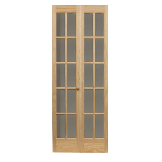 AWC Traditional Divided Glass Unfinished Pine 36-inch Bifold Door
