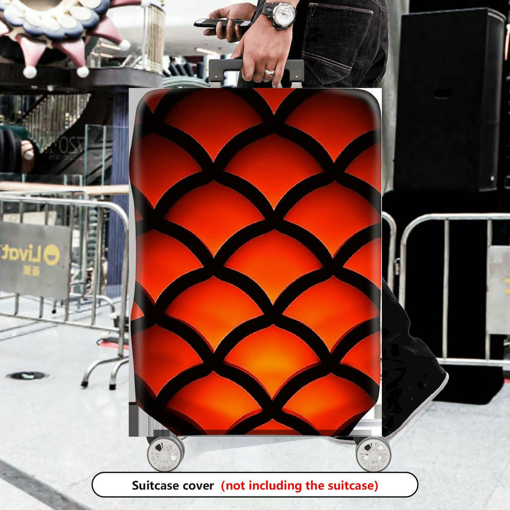 1-Piece Orange Black Geometric Abstract Modern Bold  Suitcase Luggage Cover, Stretch Protective Sleeve