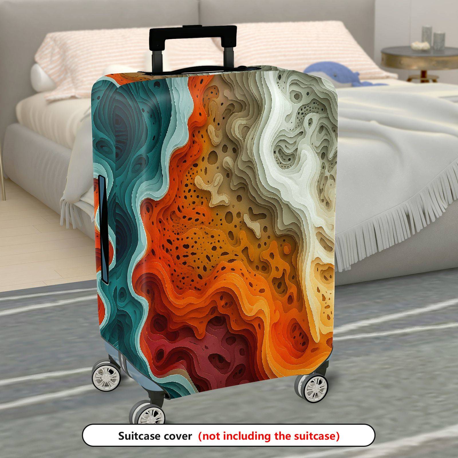 1-Piece Abstract Artistic Colorful Waves Swirls Patterns  Suitcase Luggage Cover, Stretch Protective Sleeve