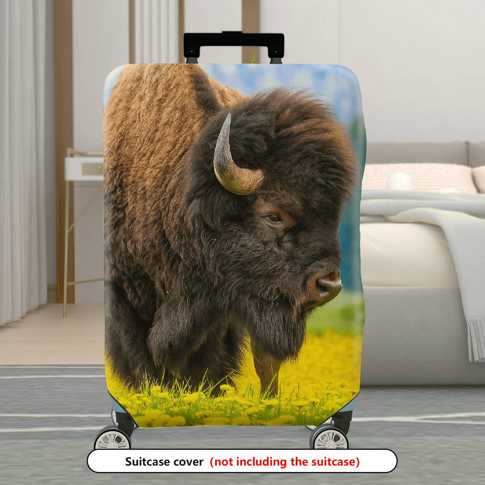 1-Piece Wildlife Bison Nature Landscape Animal Travel  Suitcase Luggage Cover, Stretch Protective Sleeve