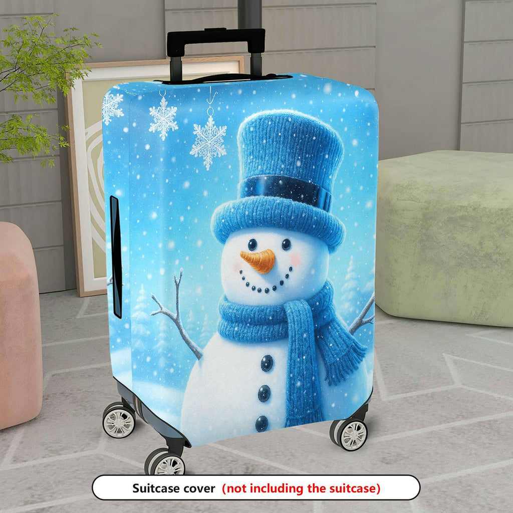 1-Piece Snowman Winter Christmas Holiday Fun Travel  Suitcase Luggage Cover, Stretch Protective Sleeve
