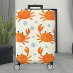 1-Piece Crab  Floral Marine Summer Fun  Suitcase Luggage Cover, Stretch Protective Sleeve