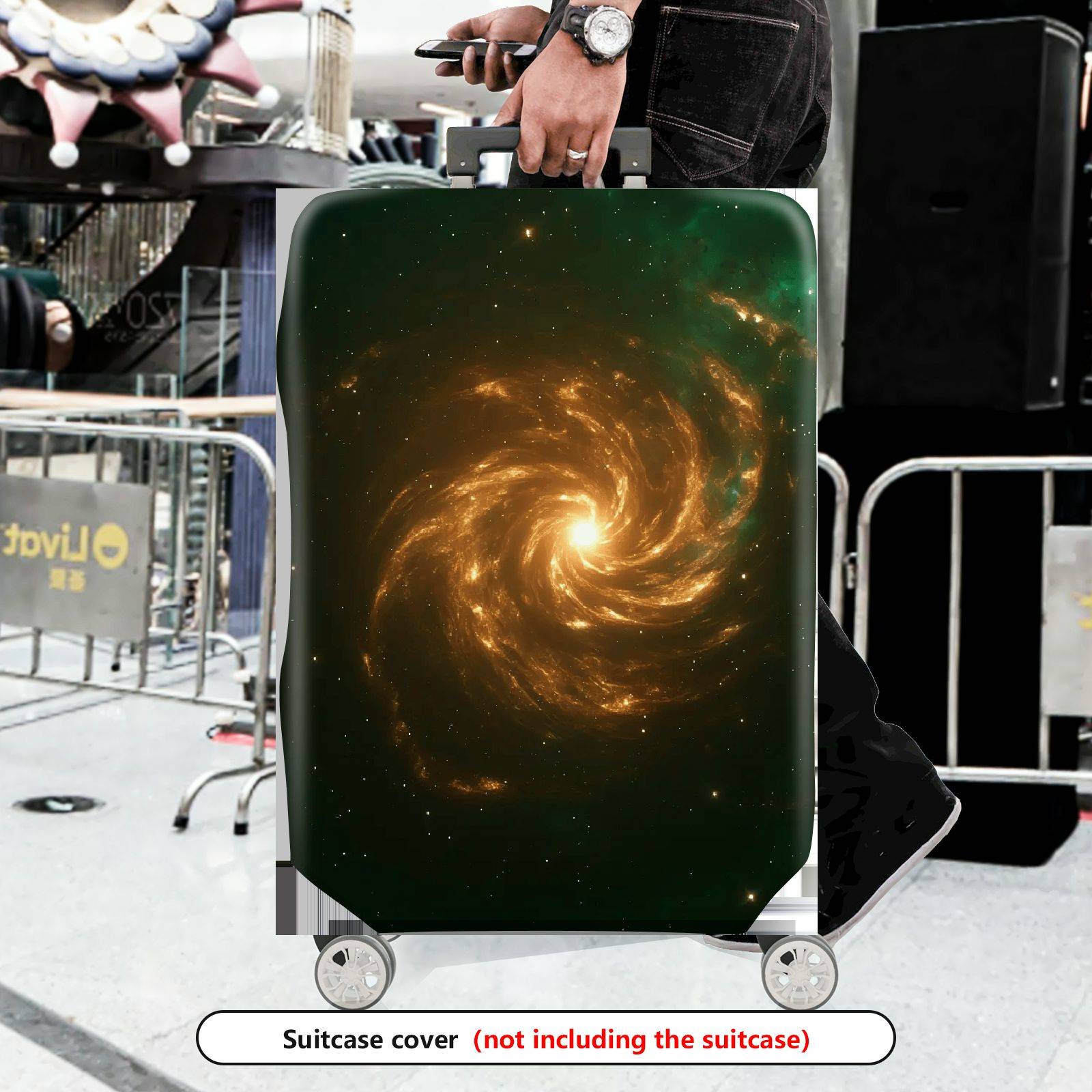 1-Piece Galaxy Nebula Cosmic Swirl Starry Glow  Suitcase Luggage Cover, Stretch Protective Sleeve