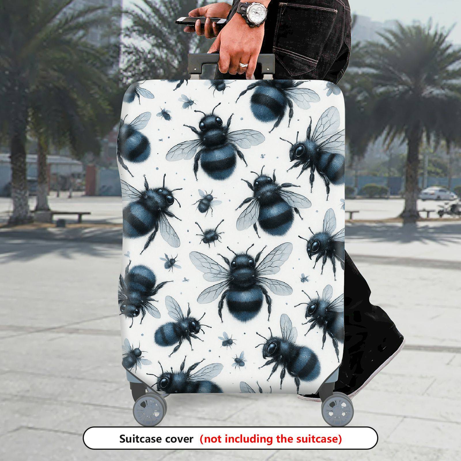 1-Piece Bee Insect Animal Pattern Nature Artistic Fun  Suitcase Luggage Cover, Stretch Protective Sleeve