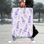 1-Piece Floral Lavender Leaf Pastel Chic Minimalist  Suitcase Luggage Cover, Stretch Protective Sleeve