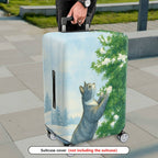 1-Piece Cat Winter Snow Christmas Tree Holiday  Suitcase Luggage Cover, Stretch Protective Sleeve