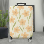 1-Piece Floral Botanical Beige Green Pastel Spring  Suitcase Luggage Cover, Stretch Protective Sleeve