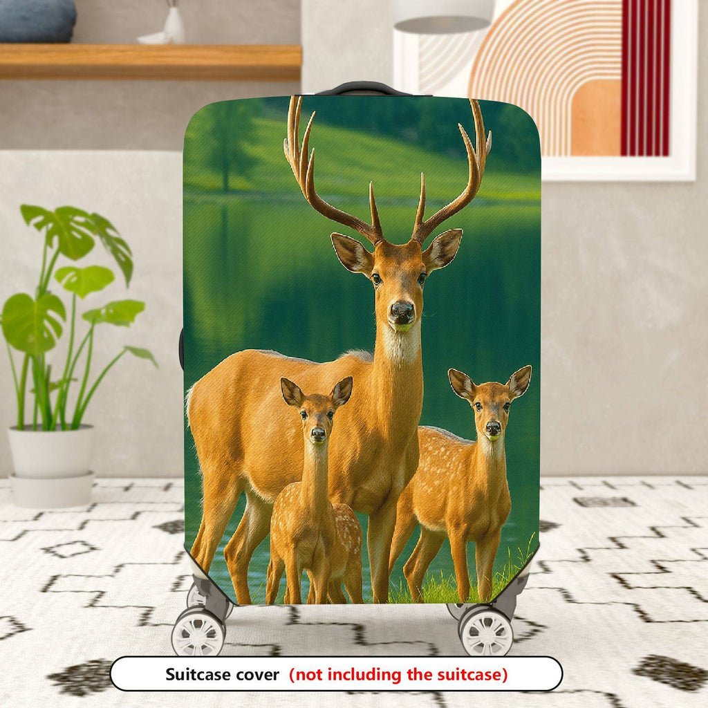 1-Piece Deer Nature Lake Forest Wildlife Landscape  Suitcase Luggage Cover, Stretch Protective Sleeve