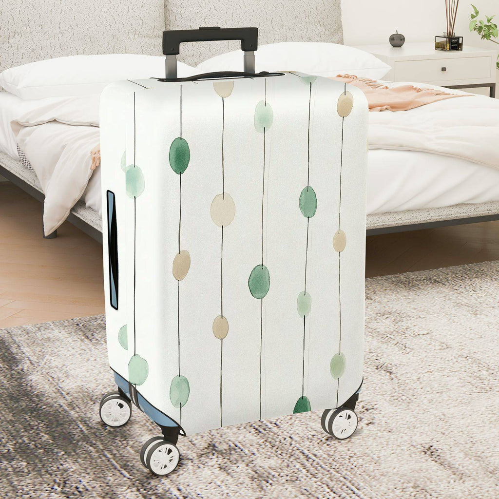 1-Piece Green Beige Abstract Geometric Minimalist Modern  Suitcase Luggage Cover, Stretch Protective Sleeve