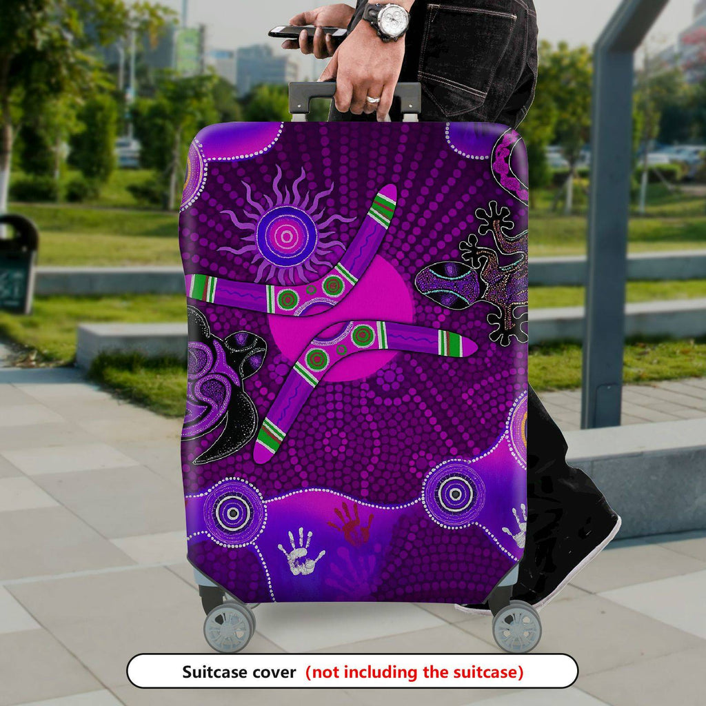 1-Piece Abstract Tribal Animal Boomerang Geometric Art  Suitcase Luggage Cover, Stretch Protective Sleeve