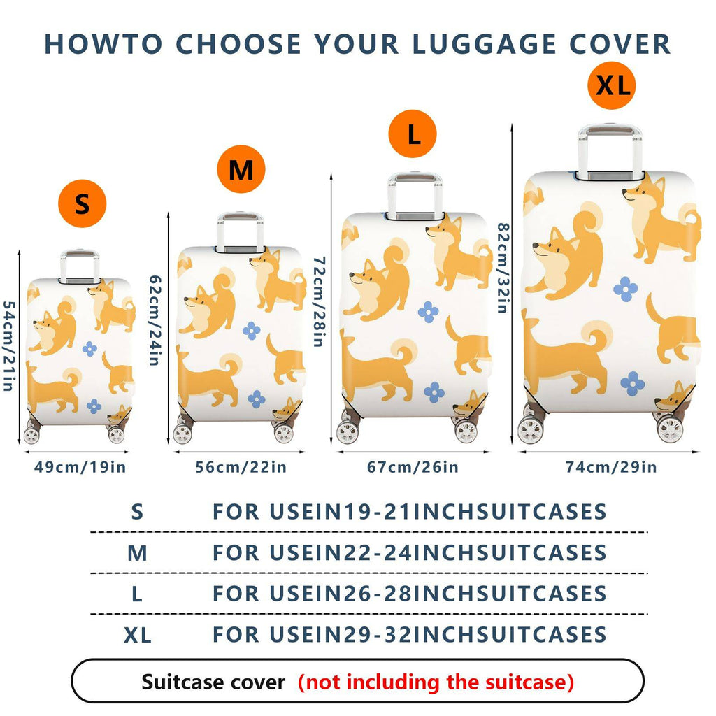 1-Piece Cute Dog Floral  Fun Colorful Whimsical  Suitcase Luggage Cover, Stretch Protective Sleeve