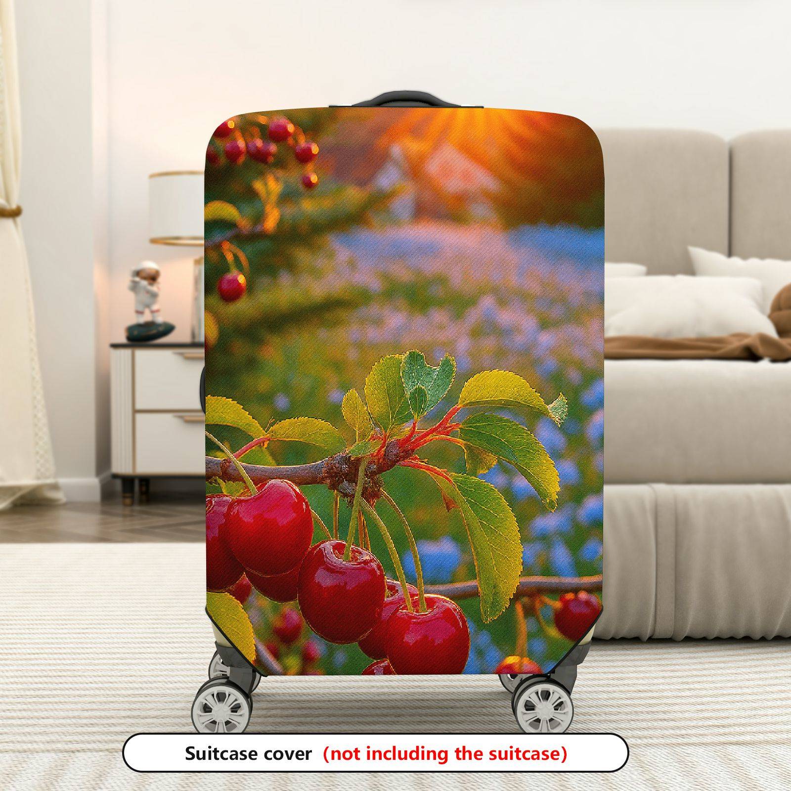 1-Piece Cherry Sunset Nature Landscape Travel Scenic  Suitcase Luggage Cover, Stretch Protective Sleeve