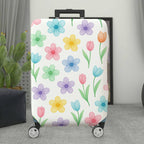 1-Piece Floral Colorful Spring Flower Tulip Pastel  Suitcase Luggage Cover, Stretch Protective Sleeve