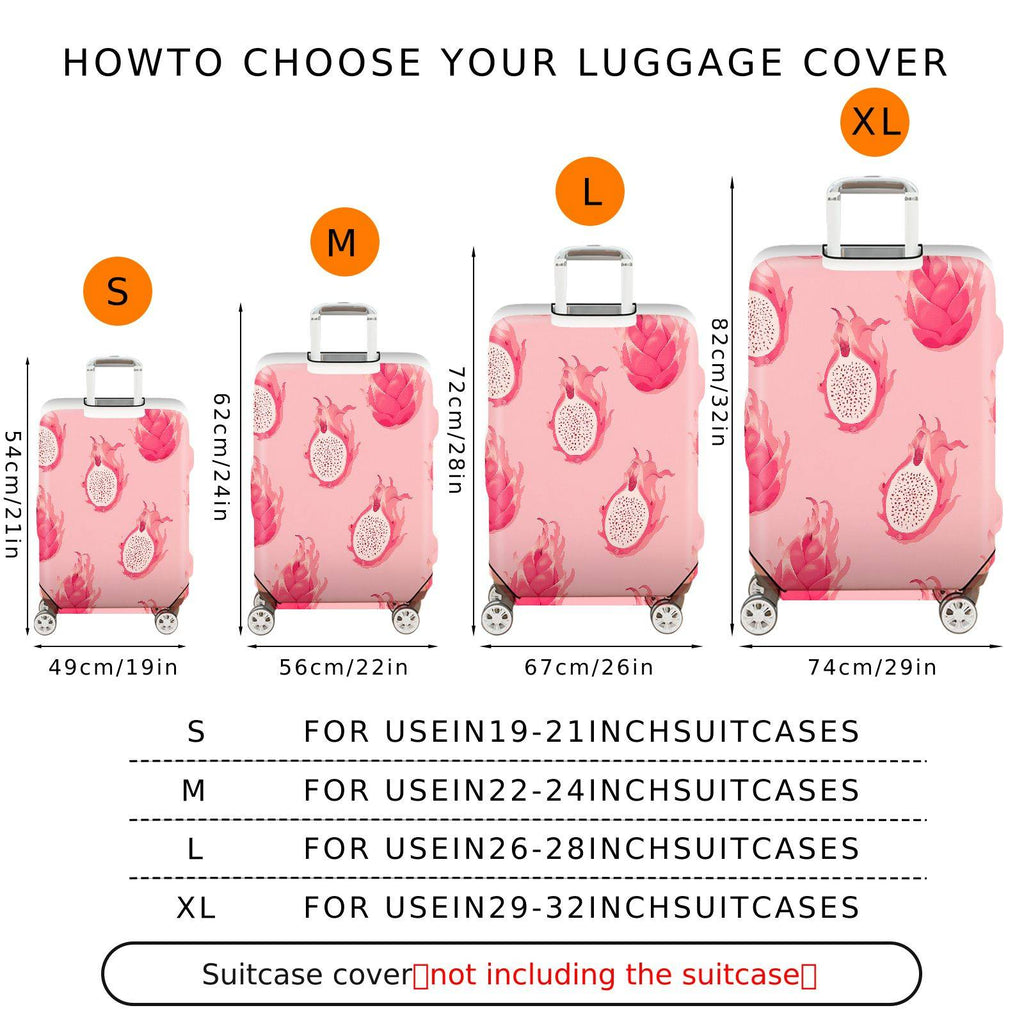 1-Piece Pink Dragon Fruit Pattern Travel Vacation Holiday Fruit  Suitcase Luggage Cover, Stretch Protective Sleeve