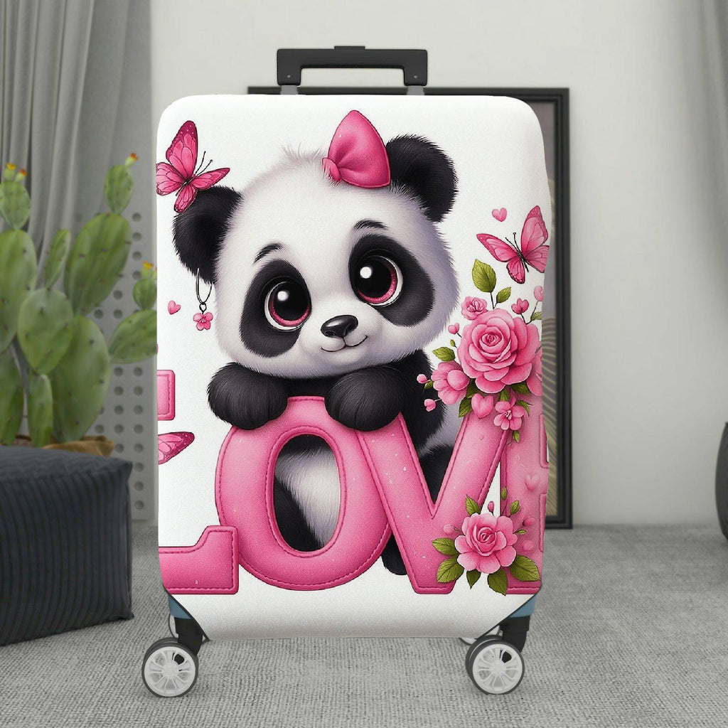 1-Piece Cute Panda Flower Love Butterfly Pink  Suitcase Luggage Cover, Stretch Protective Sleeve