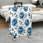 1-Piece Blue Flower Floral Artistic Vibrant Elegant  Suitcase Luggage Cover, Stretch Protective Sleeve