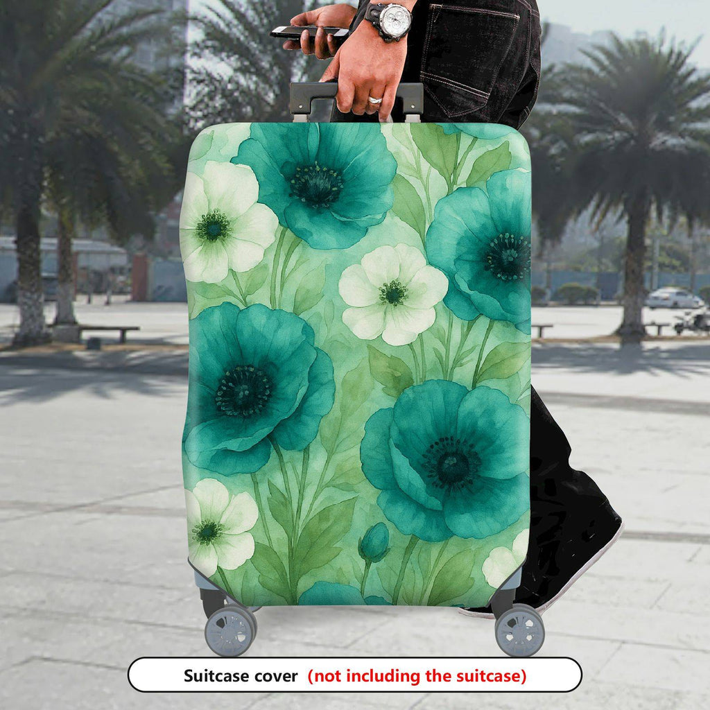 1-Piece Green Floral Nature Abstract Artistic  Suitcase Luggage Cover, Stretch Protective Sleeve