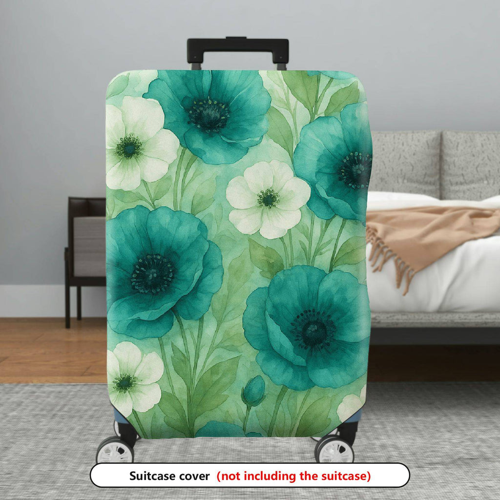 1-Piece Green Floral Nature Abstract Artistic  Suitcase Luggage Cover, Stretch Protective Sleeve