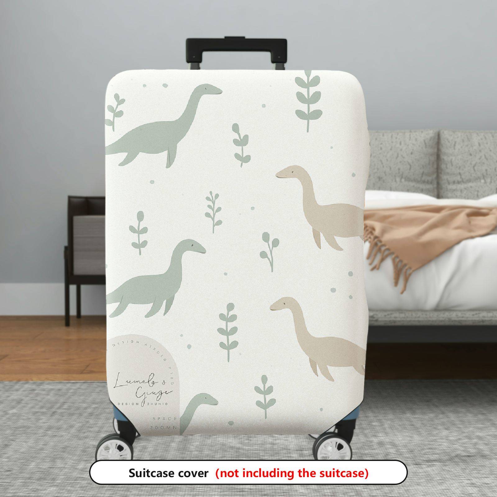 1-Piece Dinosaur Plant Nature Minimalist Cute Printed  Suitcase Luggage Cover, Stretch Protective Sleeve