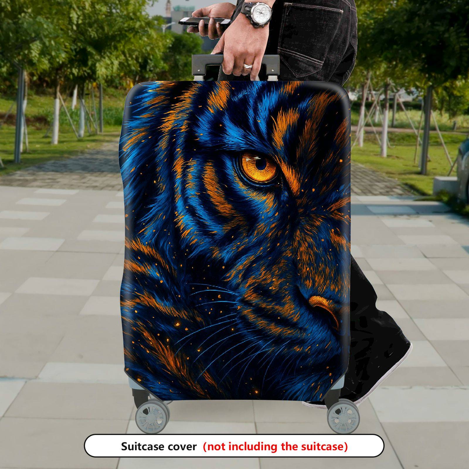 1-Piece Wild Animal Tiger Eye Art Cosmic Night  Suitcase Luggage Cover, Stretch Protective Sleeve