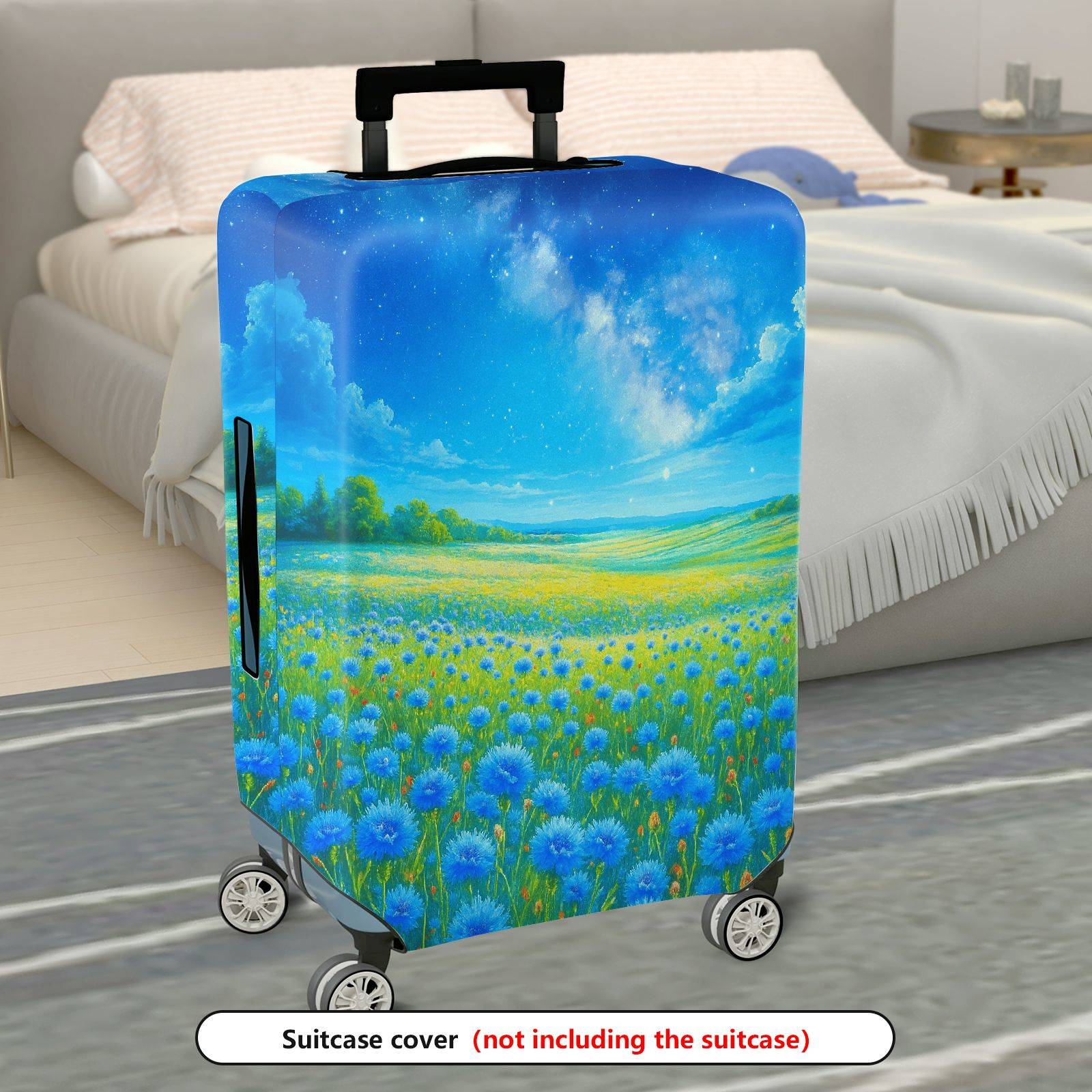 1-Piece Starry Sky Field Meadow Nature Landscape Cosmic  Suitcase Luggage Cover, Stretch Protective Sleeve