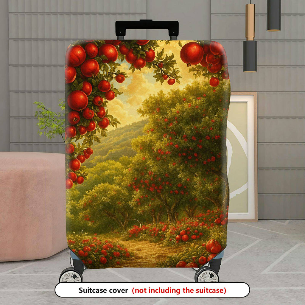 1-Piece Nature Fruit Orchard Landscape Sunset Red Apples  Suitcase Luggage Cover, Stretch Protective Sleeve