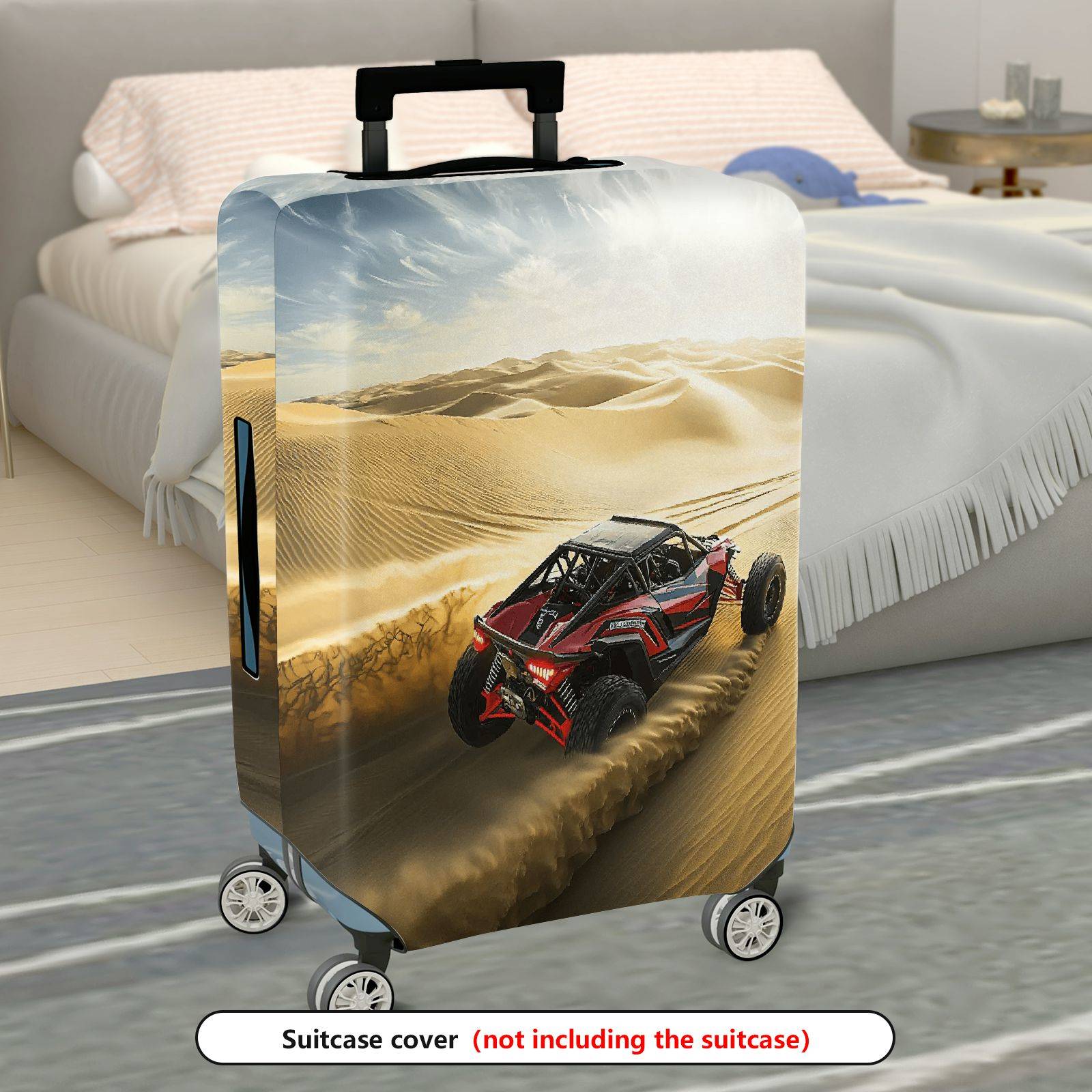 1-Piece Desert Racing Car Adventure Landscape Luggage  Suitcase Luggage Cover, Stretch Protective Sleeve