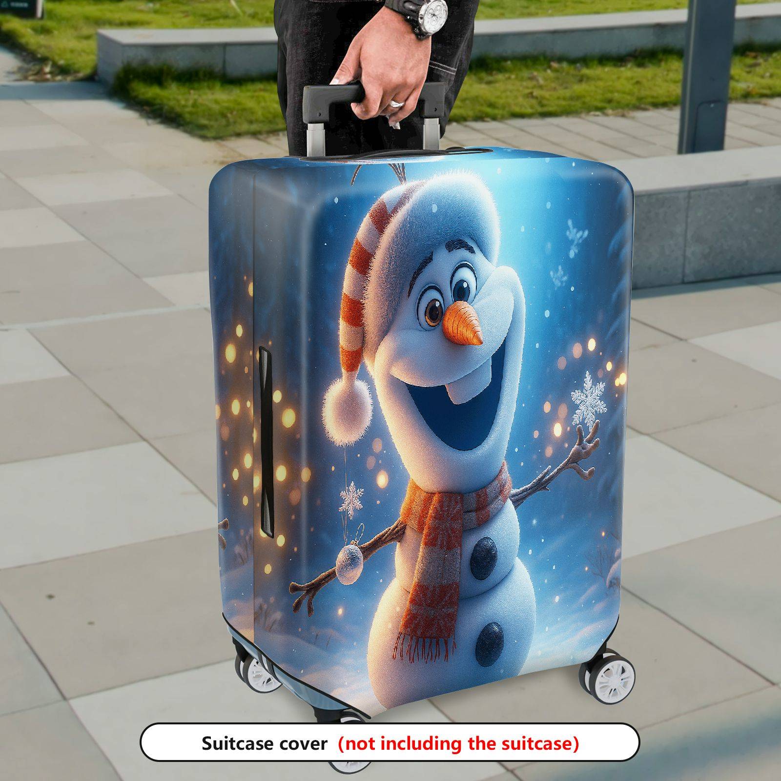 1-Piece Funny Snowman  Winter Holiday Christmas  Suitcase Luggage Cover, Stretch Protective Sleeve