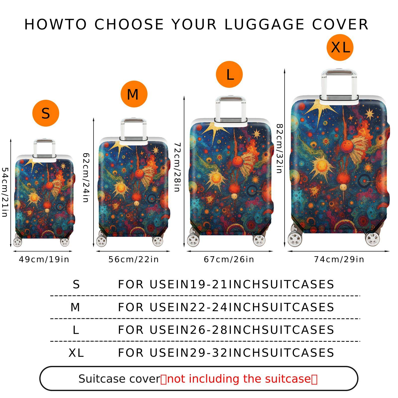 1-Piece Cosmic Starry Space Galaxy Nebula Universe  Suitcase Luggage Cover, Stretch Protective Sleeve