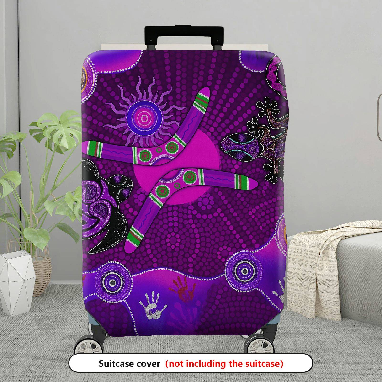1-Piece Abstract Tribal Animal Boomerang Geometric Art  Suitcase Luggage Cover, Stretch Protective Sleeve