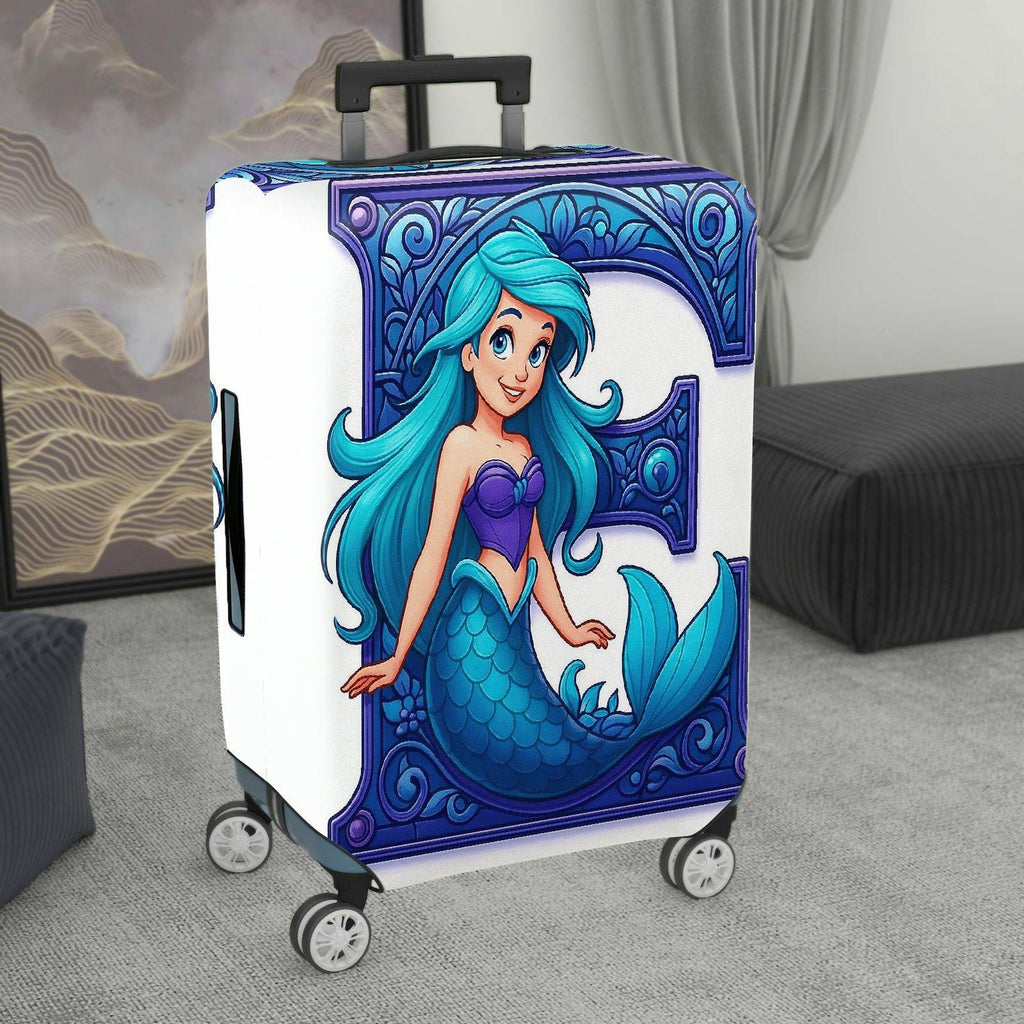 1-Piece Mermaid Fantasy Artistic Decorative Blue  Suitcase Luggage Cover, Stretch Protective Sleeve