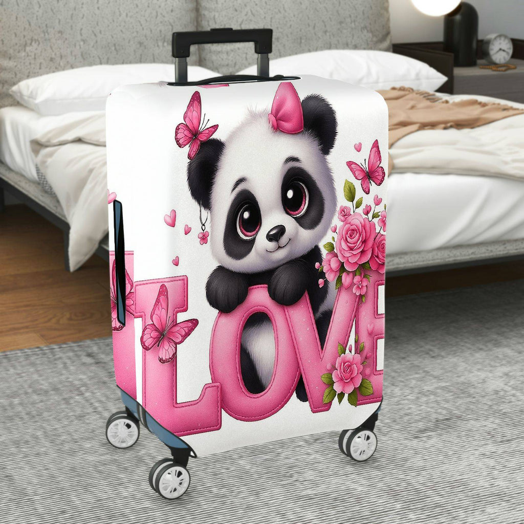1-Piece Cute Panda Flower Love Butterfly Pink  Suitcase Luggage Cover, Stretch Protective Sleeve