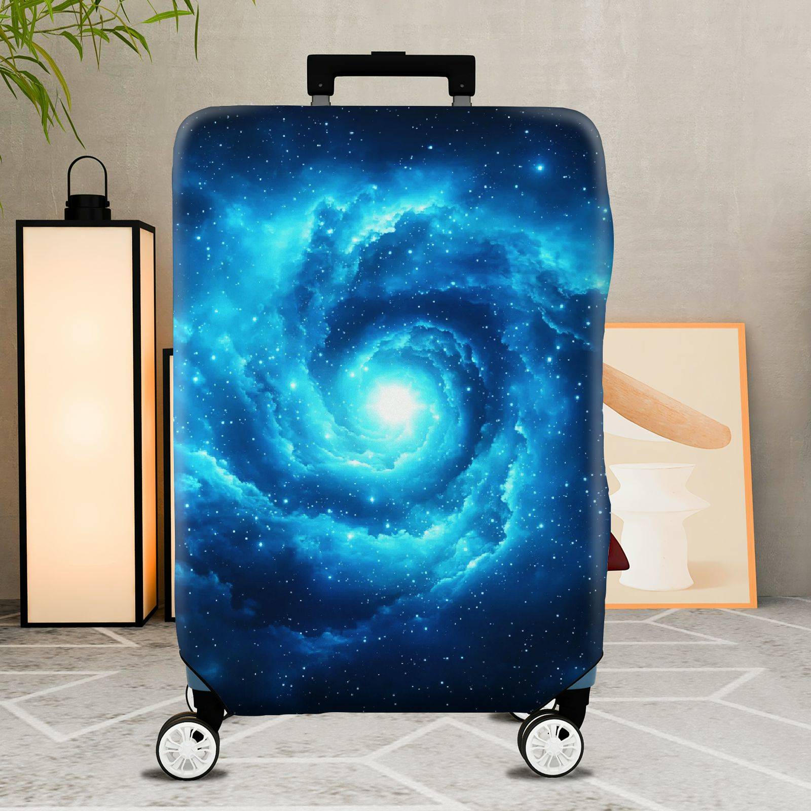 1-Piece Galaxy Nebula Blue Cosmic Star Spiral  Suitcase Luggage Cover, Stretch Protective Sleeve
