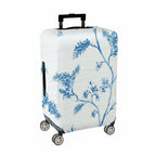 1-Piece White Blue Floral Branch Art Design  Suitcase Luggage Cover, Stretch Protective Sleeve