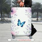 1-Piece Floral Butterfly Pastel Elegant Nature Artistic  Suitcase Luggage Cover, Stretch Protective Sleeve