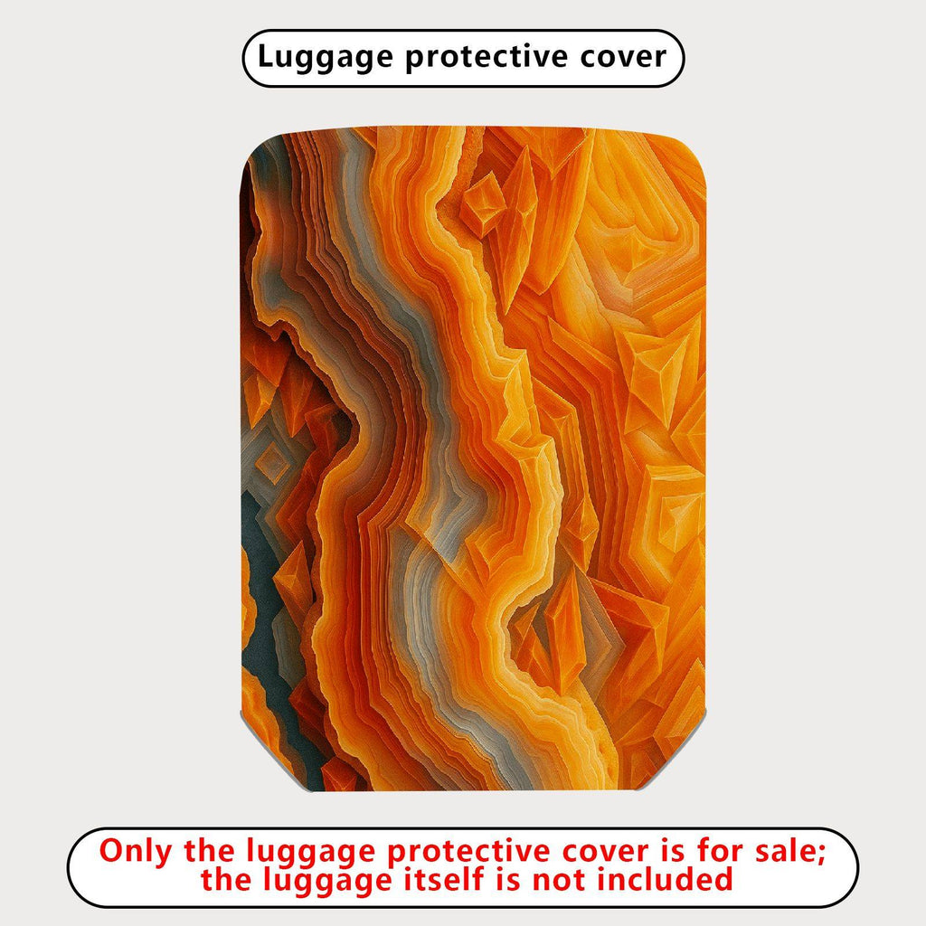1-Piece Abstract Geometric Orange Blue Wave Dynamic Artistic  Suitcase Luggage Cover, Stretch Protective Sleeve