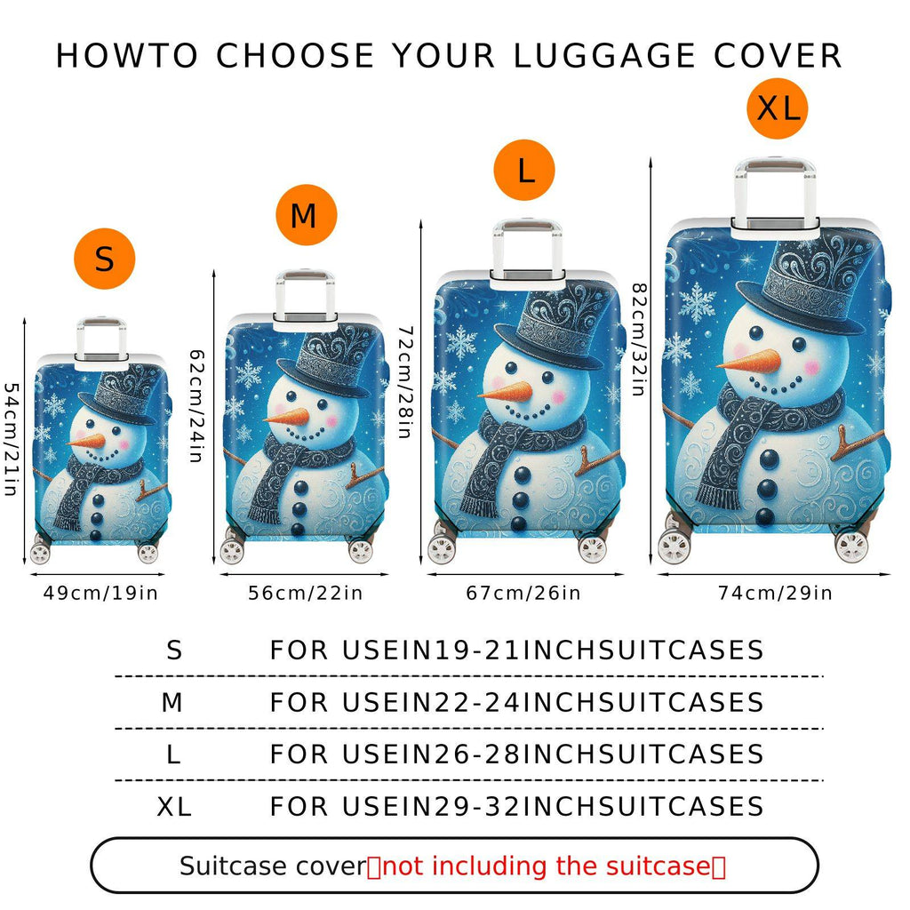 1-Piece Snowman Christmas Holiday Winter Snowflake  Suitcase Luggage Cover, Stretch Protective Sleeve