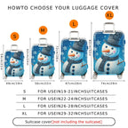 1-Piece Snowman Christmas Holiday Winter Snowflake  Suitcase Luggage Cover, Stretch Protective Sleeve
