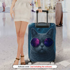 1-Piece Galaxy Cat Space Cosmic Astronaut Art  Suitcase Luggage Cover, Stretch Protective Sleeve