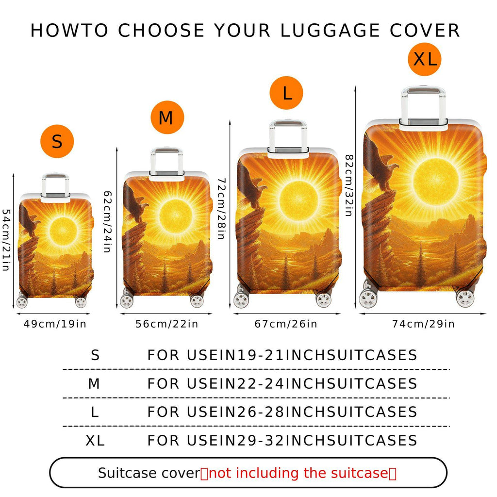1-Piece Eagle Sun Landscape Nature Scenic Majestic  Suitcase Luggage Cover, Stretch Protective Sleeve