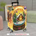 1-Piece Snow Globe Christmas Cabin Holiday Festive Winter  Suitcase Luggage Cover, Stretch Protective Sleeve