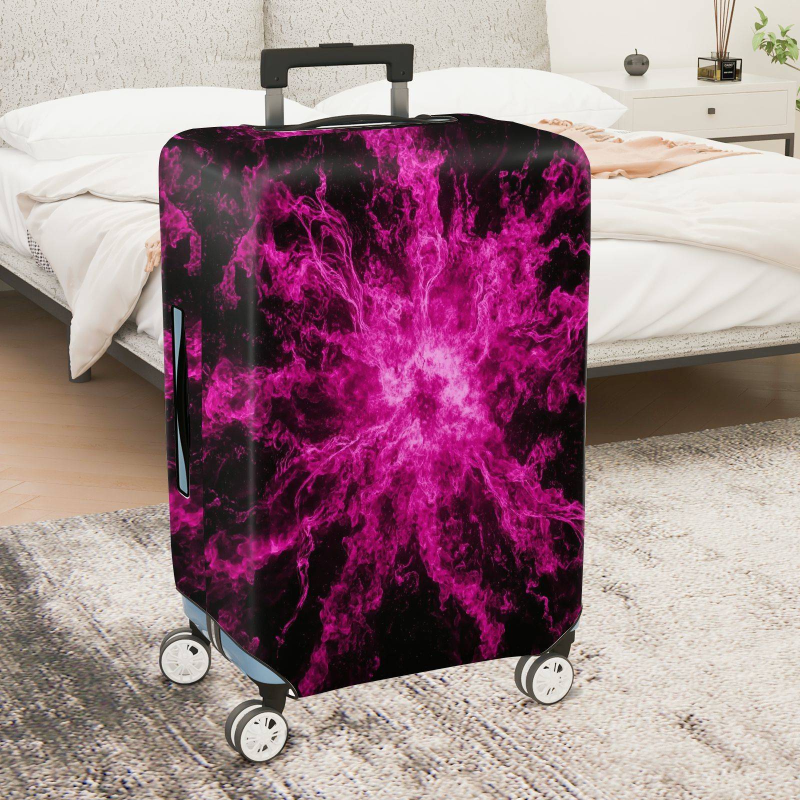 1-Piece Abstract Cosmic Explosion Energy Vivid Pink  Suitcase Luggage Cover, Stretch Protective Sleeve