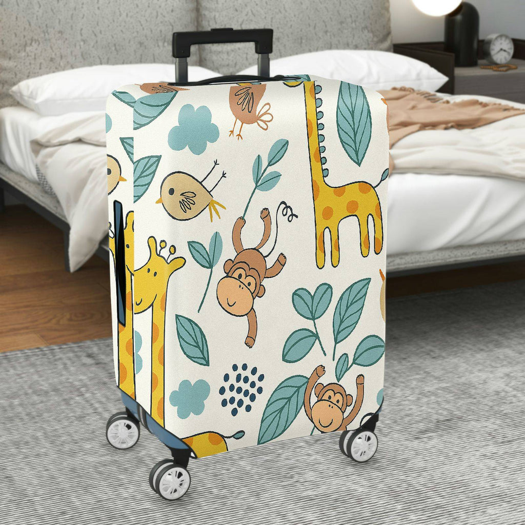 1-Piece Cute  Animal Leaf Giraffe Monkey Bird  Suitcase Luggage Cover, Stretch Protective Sleeve