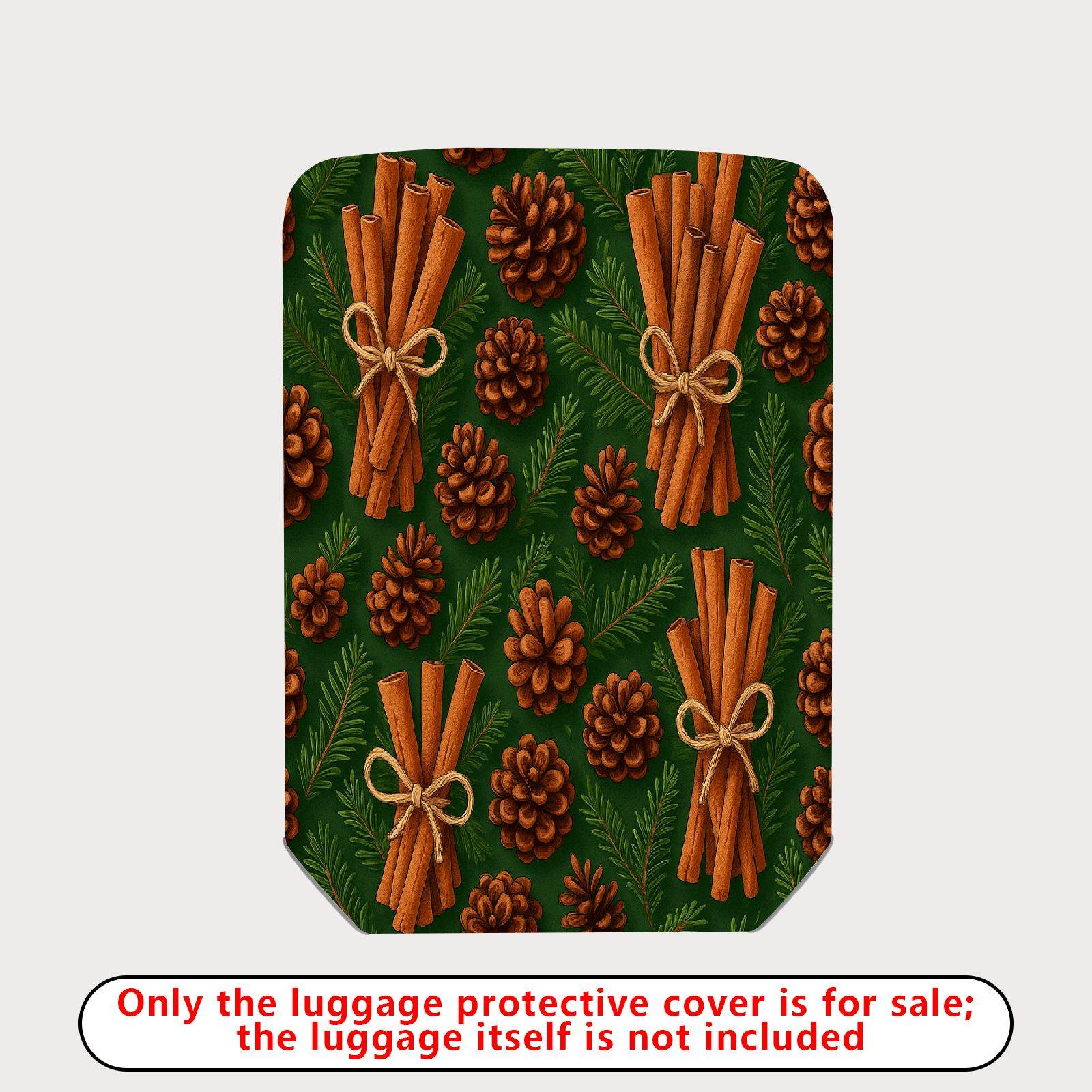 1-Piece Pine Cone Cinnamon Evergreen Holiday Nature Travel  Suitcase Luggage Cover, Stretch Protective Sleeve