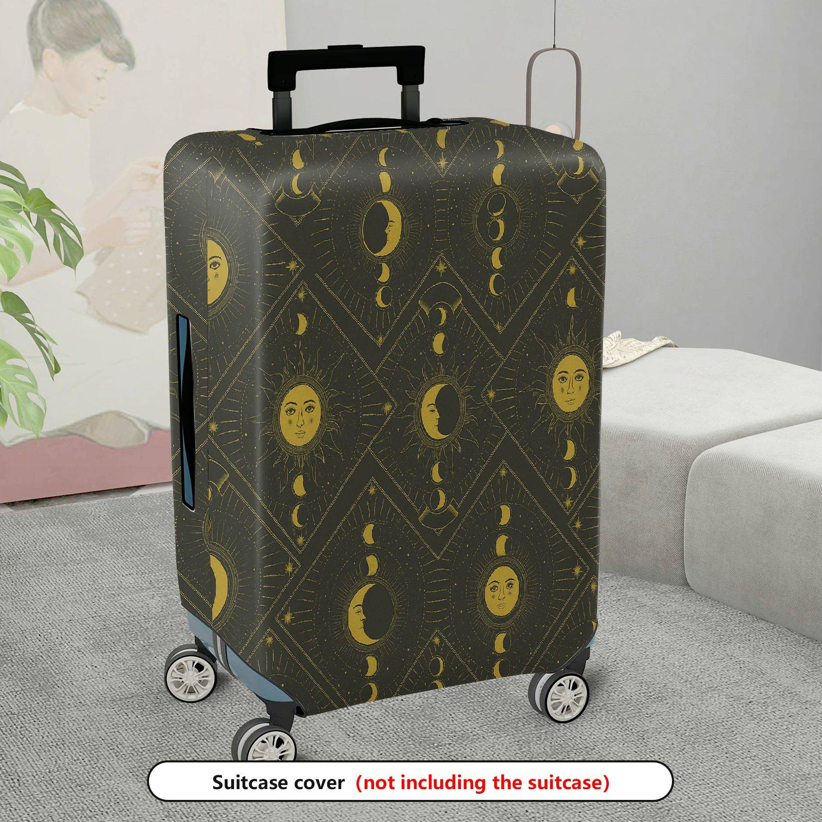1-Piece Moon Sun Star Galaxy Mystic Geometric  Suitcase Luggage Cover, Stretch Protective Sleeve