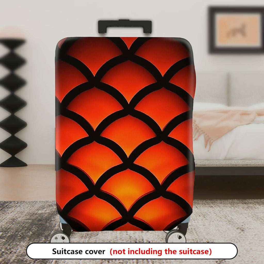 1-Piece Orange Black Geometric Abstract Modern Bold  Suitcase Luggage Cover, Stretch Protective Sleeve